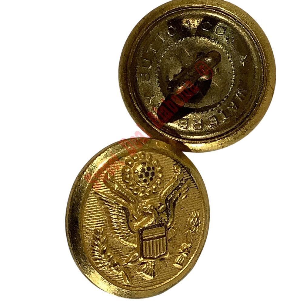 2-PK (Mid Century), Waterbury Co. Brass Buttons w/ Eagle Seal, 5/8"D